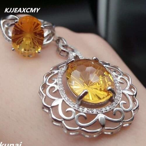KJJEAXCMY Fine jewelry, Suit Ring + Necklace 925 silver yellow crystal jewelry bride zircon jewelry 2 piece female models