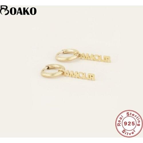 BOAKO 925 Sterling Silver Hoop Earrings For Women Amour Couple Love Earring Hoops Luxury Engagement Earings Jewelry Pendientes
