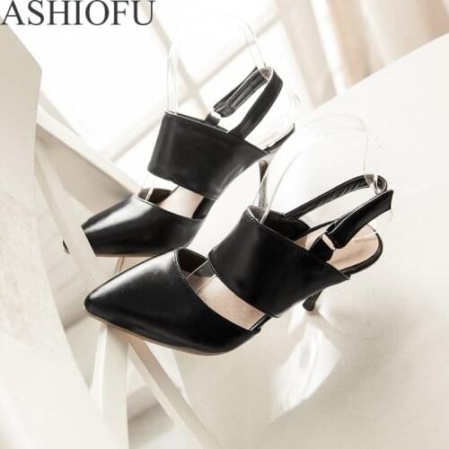 ASHIOFU Hot Style Women High Heel Pumps Slingback Party Prom Dress Shoes Fashion Large Size Court Casual Shoes