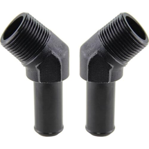 2PCS ALUMINUM 3/4" NPT MALE 45 DEGREE TO 3/4" HOSE BARB NIPPLE AN12 FITTING BK