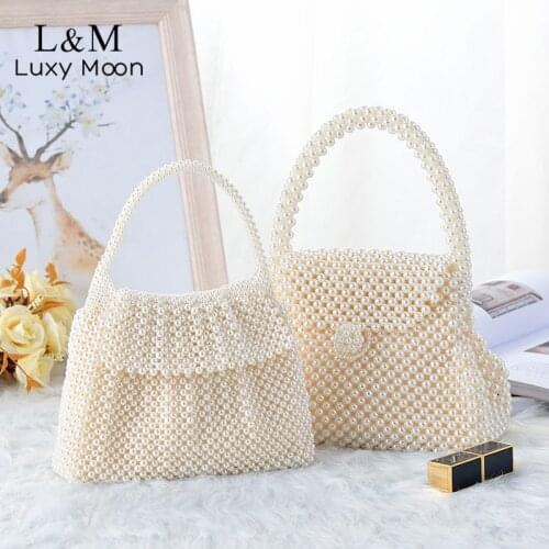 2020 Luxury Pearl Beading Evening Bag Women Handmade Bridal Wedding Party Dinner Hand Bags Ladies Day Clutch Mini Handbag XA873H
