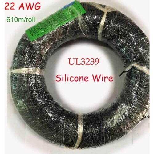 610m/Roll UL3239 22AWG High-Voltage Silica Wire,0.39mm2 Soft Silicone Silica Gel Wire Tinned Copper Rubber Cable DHL