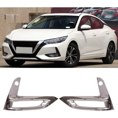 Car ABS Chrome Front Fog Lamp Light Shield Cover Trim for Nissan Sylphy Sentra 2020 Decoration Accessories