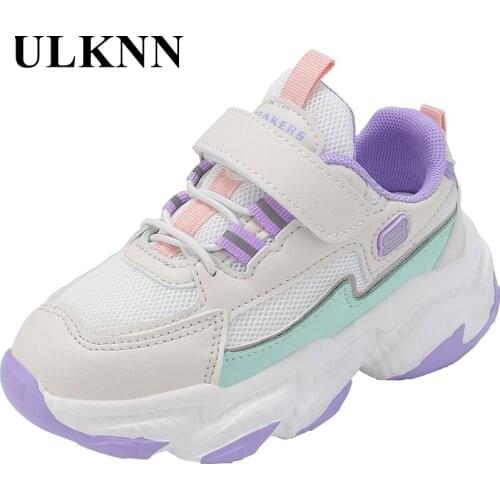 ULKNN White Sneakers Girl Fashion Childrens Tennis Girl Kids Purple Mesh Breathable Antislippery Soft Casual Shoes For Girls
