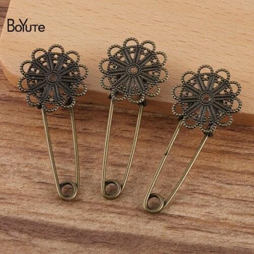 BoYuTe Custom (200 Pieces/Lot) 22MM Filigree Base Welding 35*1.4MM Brooch Pins Handmade Diy Jewelry Accessories