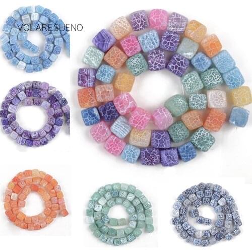 8*8mm Natural Stone Beads Multicolor Weathered Square Beads For Jewelry Making Needlework DIY Charms Bracelet Accessories 15