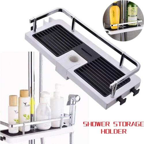 Shower Storage Holder Rack Organizer Bathroom Shelf Shampoo Tray Stand Single Tier No Drilling Shower Holder Bathroom Accessorie