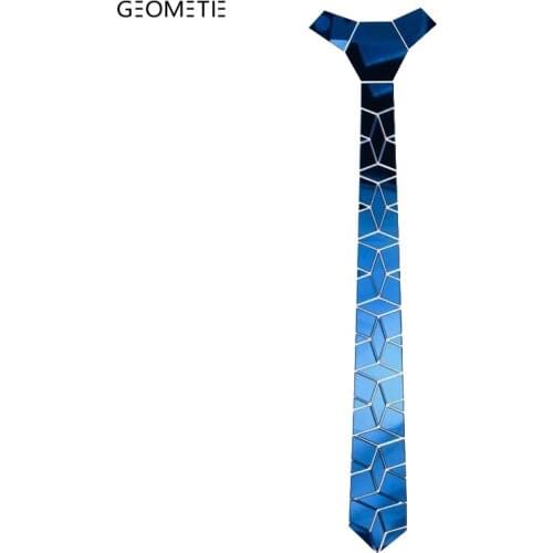 Women Men Slim Tie Blue Mirror Necktie Acrylic Narrow Cravat Royal Blue Bling Ties Party Formal Accessory Brand Luxury Fashion