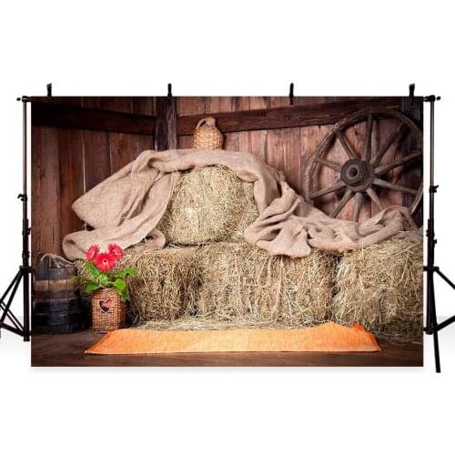 Rural Farm Barn Haystacks Interior Scene Baby Photography Background Customized Photographic Backdrops For Photo Studio