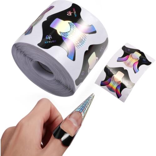 300pcs French Nail Form Tips Acrylic UV Gel Extension Curl Form Nail Builder Gel Sticker Guide Mold Manicure Nail Art DIY Tool