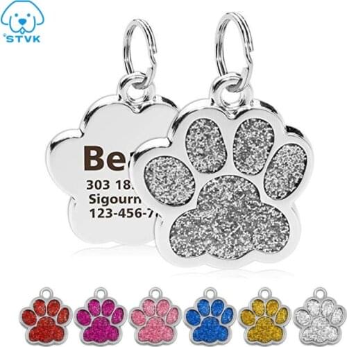 Personalized Engraving Pet Cat Name Tags Customized Dog ID Tag Collar Accessories Nameplate Anti-lost Pendant Metal Keyring