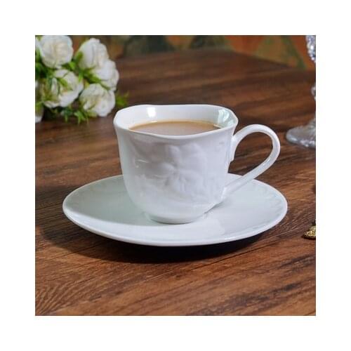 European Style Ceramic Coffee Cup 180ml Hotel Western Restaurant Cafe Coffee Cup And Saucer Home Drinkware Gift Free Shipping