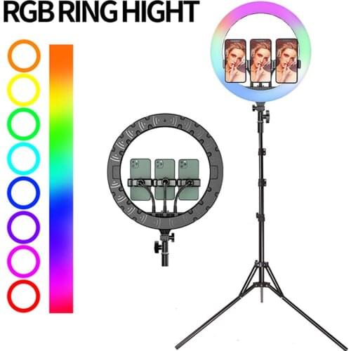 8/10/13/14/18 inch RGB LED Selfie Ring Fill Light 15 Color Photography Dimmable Ring Lamp for TikTok Youtube Makeup Video Lights