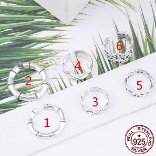 925 sterling silver bamboo pig nose ring female ins tide open fashion personality simple wild small fresh ring