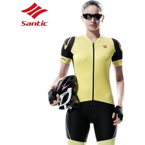 Santic Cycling Clothing Jersey Kit Sets Women With Short Sleeve Pro Bicycle Bike Clothes With Padded Shorts 2018 Ropa Ciclismo