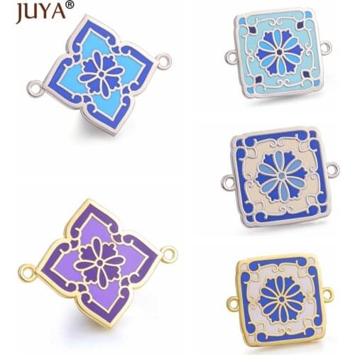 Juya Creative Accessories For Jewelry Making New Trendy Colour Enamel Charm Pendants Connectors DIY Jewelry Components