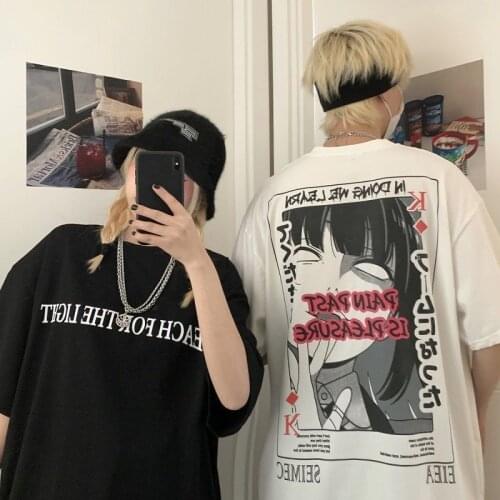2021 Harajuku Amine O-Neck Tshirt Men Summer Korean Cartoon T-shirt Casual Kawaii Funny Japan High Street Tshirt Streetwear Boys