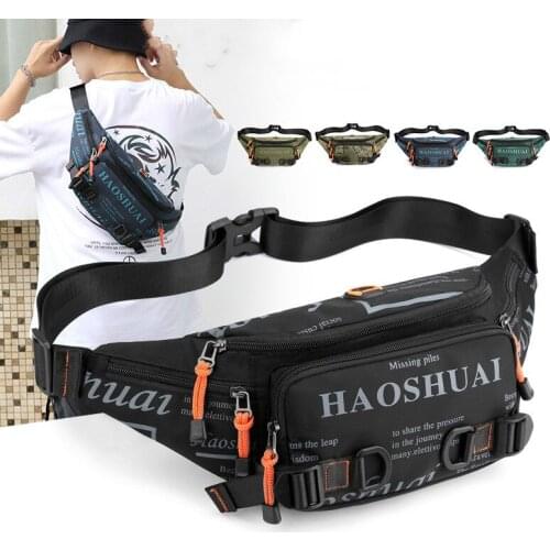 Fashion Letter Waist Bag for Mens Nylon Waist Packs Pouch Unisex Casual Belt Bag Fanny Pack Men Travel Chest Bags Sports Pocket