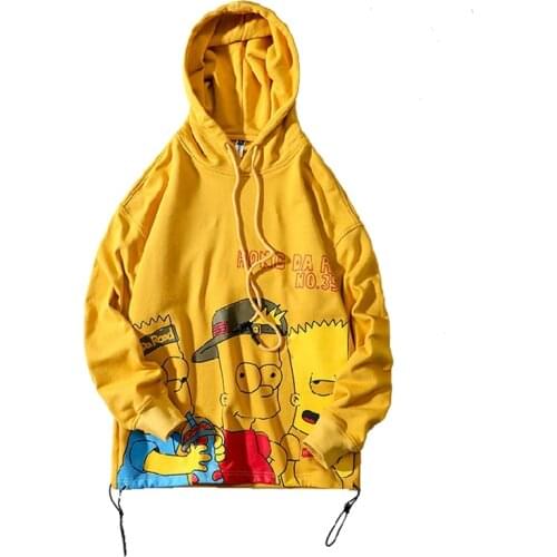 2021 Men Sweatshirt Harajuku Oversized Japanese Streetwear Yellow Autumn Hip Hop Hoodies Male Top Outwear