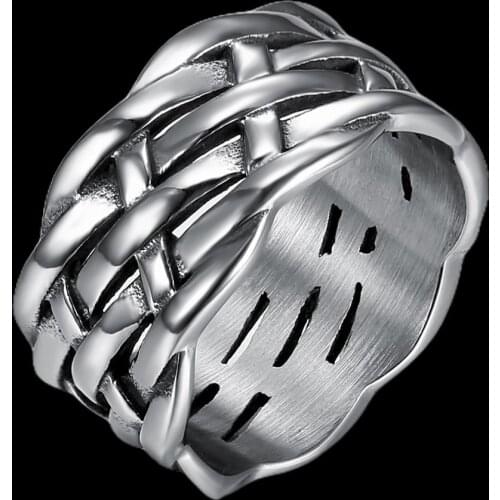 Vintage Weave Stainless Steel Mens Women Rings Simple for Girl Boyfriend Jewelry Creativity Gift Anel Wholesale Supplier