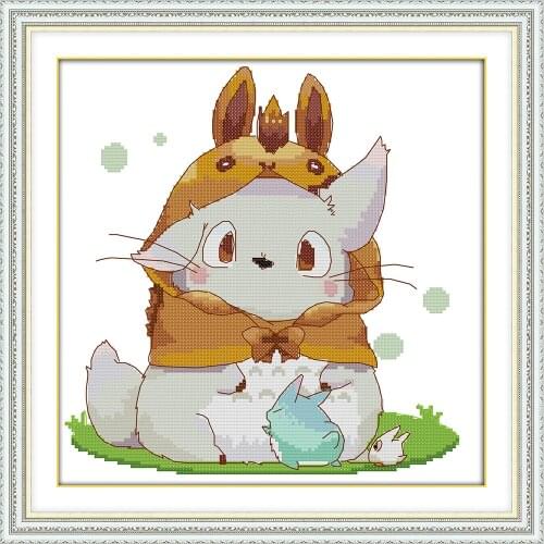 Lovely totoro cross stitch kit 18ct 14ct 11ct count printed canvas stitching embroidery DIY handmade needlework