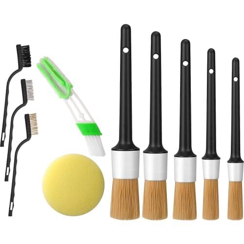 10pcs Car Detailing Brush Kits Wheel Engine Clean Brush Set Waxing Sponge