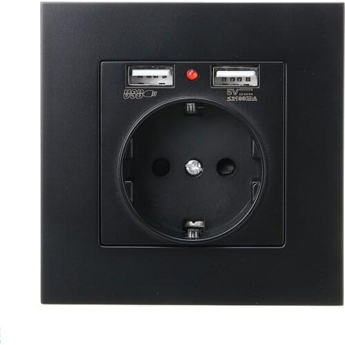 230 V Wall Socket with Dual 2.1 A USB Charging Ports Home Wall Charger Adapter DE Outlet Electrical PC Panel