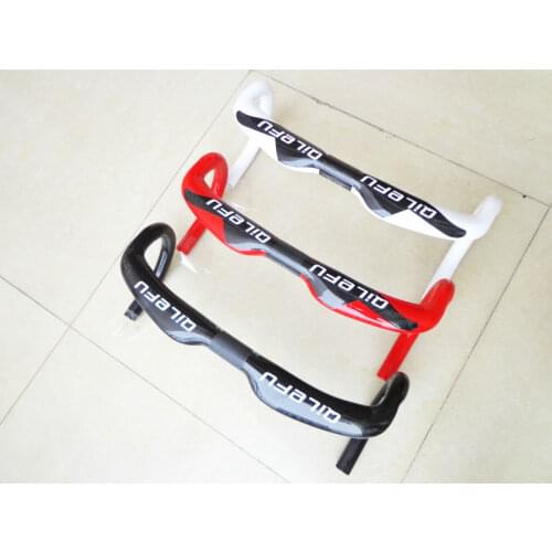 Newest red white QILEFU road UD 3K full carbon fiber bike handlebar carbon bicycle Handlebar light 31.8*400/420/440mm Free Ship