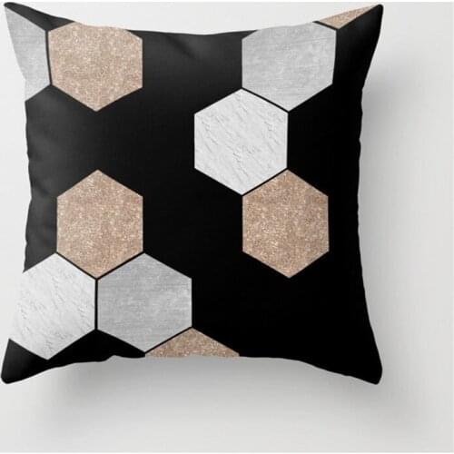 New Style Bronze Velvet Pillow Simple Geometry Bedside Cushion Home Decoration Back Cushion Home Decor Pillow Case 45x45cm