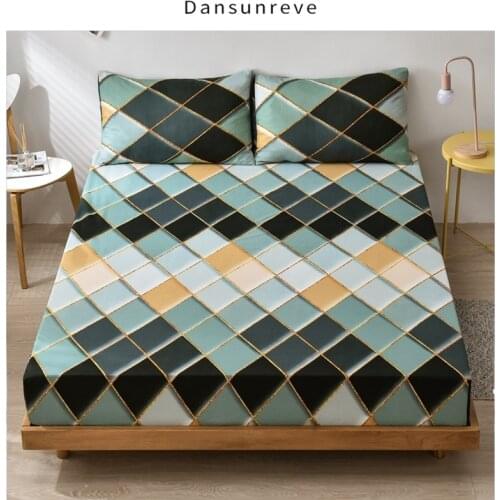 Dansunreve New Arrival Fitted Sheet Dinosaur Geometric Bedsheets Protector Queen King Single With Elastic Band Mattress Cover