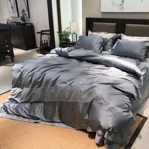 Luxury Embroidery 100S Egyptian cotton Bedding sets Queen King Royal Duvet cover Bed sheet set Pillowcases 4pcs