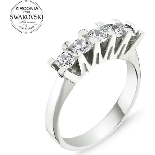 Silver 925 Sterling Swarovski Zirconia Gemstone Dibs Ring