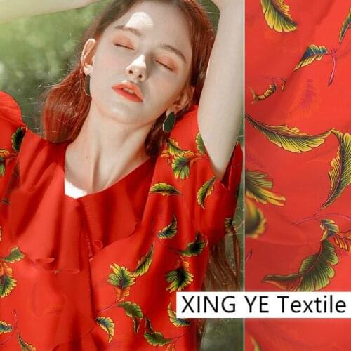 Silk Double Joe Printed Fabric Dress Womens Clothing Sewing Material by Meter Excellent Quality Soft Smooth Feeling