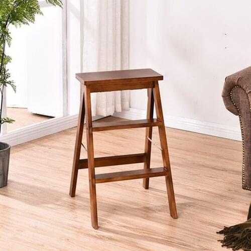 Provincial space folding chair indoor modern solid wood step stools household multi-functional kitchen ladder to change light