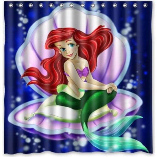 Little Mermaid Shower Curtain Waterproof Fabric Curtain For The Bathroom Polyester Bath Screen Shower Room Product 180x180cm