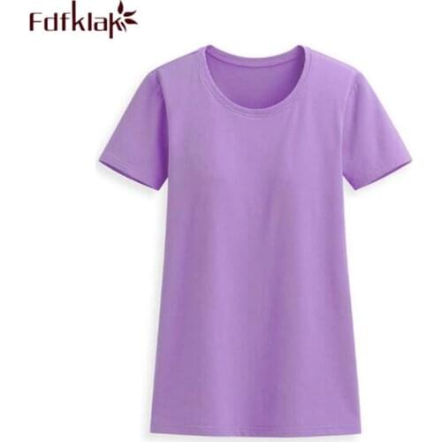 Fdfklak camiseta mujer new female T-shirt short sleeve modal cotton t shirt women summer T-shirts bra-padded top lady tshirt