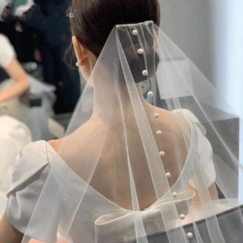 Ins Hotsale White Flower Bridal Veils Pearls Wedding Headpiece with Veil Handmade Women Accessories аксессуары для волос