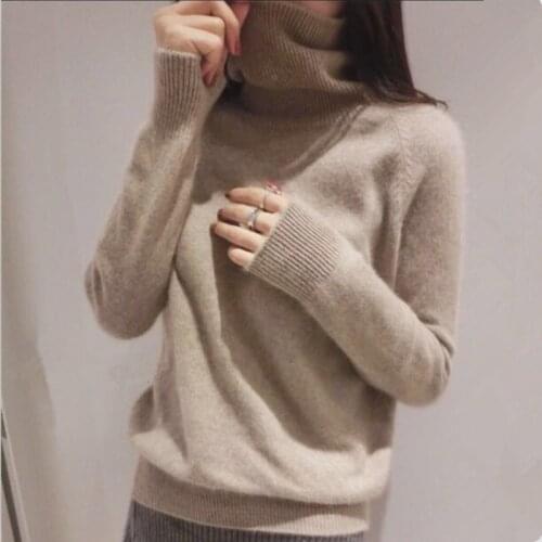 Gejas Ainyu 20autumn winter cashmere sweater female pullover high collar turtleneck sweater women solid color lady basic sweater