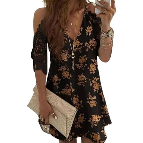 Women Dress See Through Half Sleeve Dresses V Neck Lace Splicing Bandage Sexy Club Wear Daily Life Knee-Length Dress S-5XL