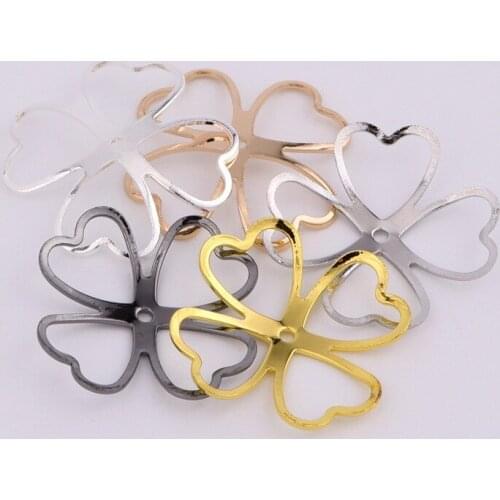 18 * 16.5mm four-leaf clover accessories, center hole heart-shaped necklace pendant, for DIY jewelry