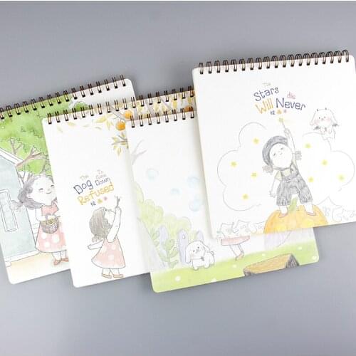 4PCS Double Spiral 80g Munken Paper 36 Sheets Soft Cover Sketch Painting Book With Cute Design