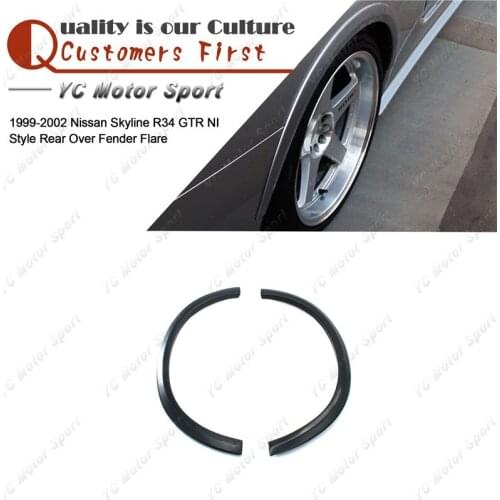 Car Accessories FRP Fiber Glass NI Style Rear Over Fender Flare Fit For 1999-2002 R34 GTR Rear Fender Flares