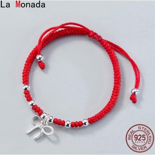 La Monada Butterfly Red Thread For Hand 925 Sterling Silver Bracelet Red Thread String Rope Bracelets For Women Silver 925