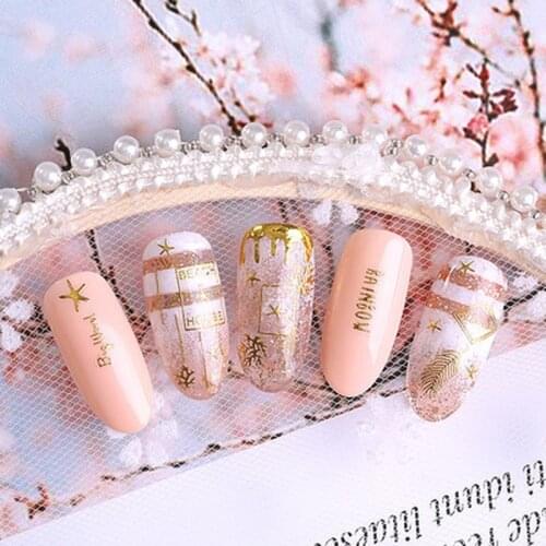 1 Piece Gold Silver Starry Sky Flower Design Water Sticker Nail Art Decals for Women Girls DIY Nails Decoration Manicure Tools