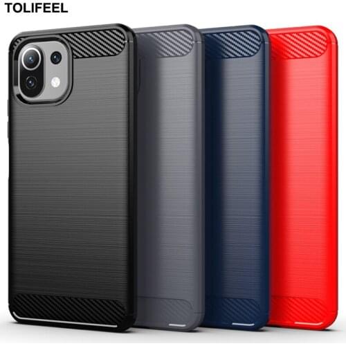 Carbon Fiber Case For Xiaomi Mi 11 Lite Mi11 Pro Soft Silicone Fitted Shockproof Phone Back Cover For Xiaomi Mi 11 Ultra Fundas