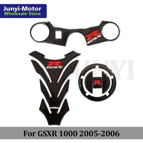 For Suzuki GSX-R GSXR 1000 2005-2006 K5 Tank Pad Cover Sticker Carbon Fiber Triple Top Clamp Decal Racing Motorcycle Decoration