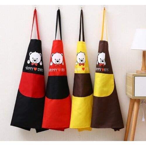 Home Apron Waterproof and Antifouling Can Wipe Hands Korean Creative Bear Hanging Neck Wipe Towel Apron Family Kitchen Supplies