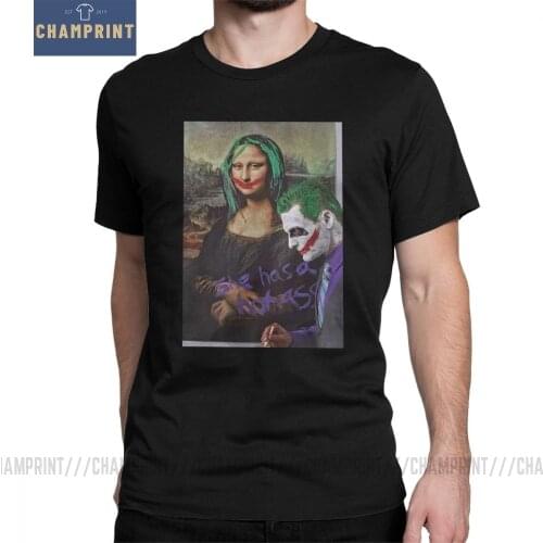 Joker Mona Lisa T-Shirts She Has A Hot Ass Vintage T Shirts Mans Short Sleeved Clothes Birthday Gift Tee Shirt Pure Cotton