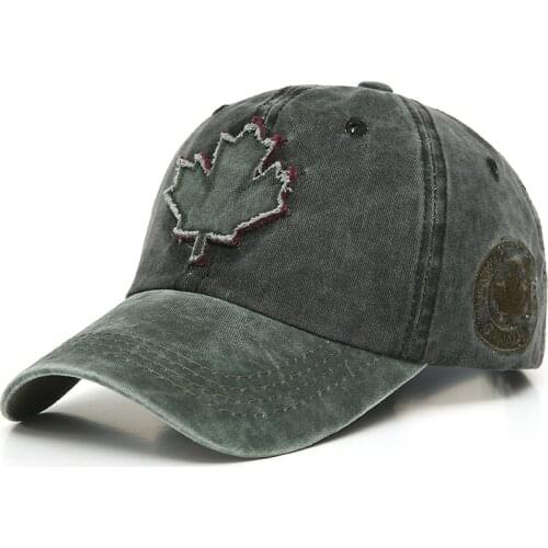 2021 washed cotton stitching mens maple leaf patch baseball cap summer ladies adjustable outdoor leisure hat fashion truck hat