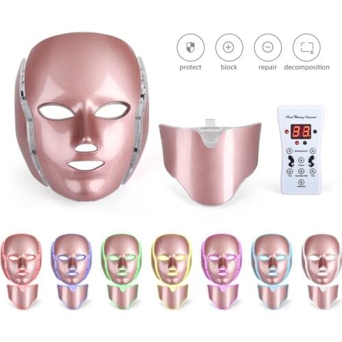 NOBOX 7 Colors LED Photon Facial Mask with Neck Skin Rejuvenation Anti-againg Whitening Skin Therapy Mask Face Skin Care Machine